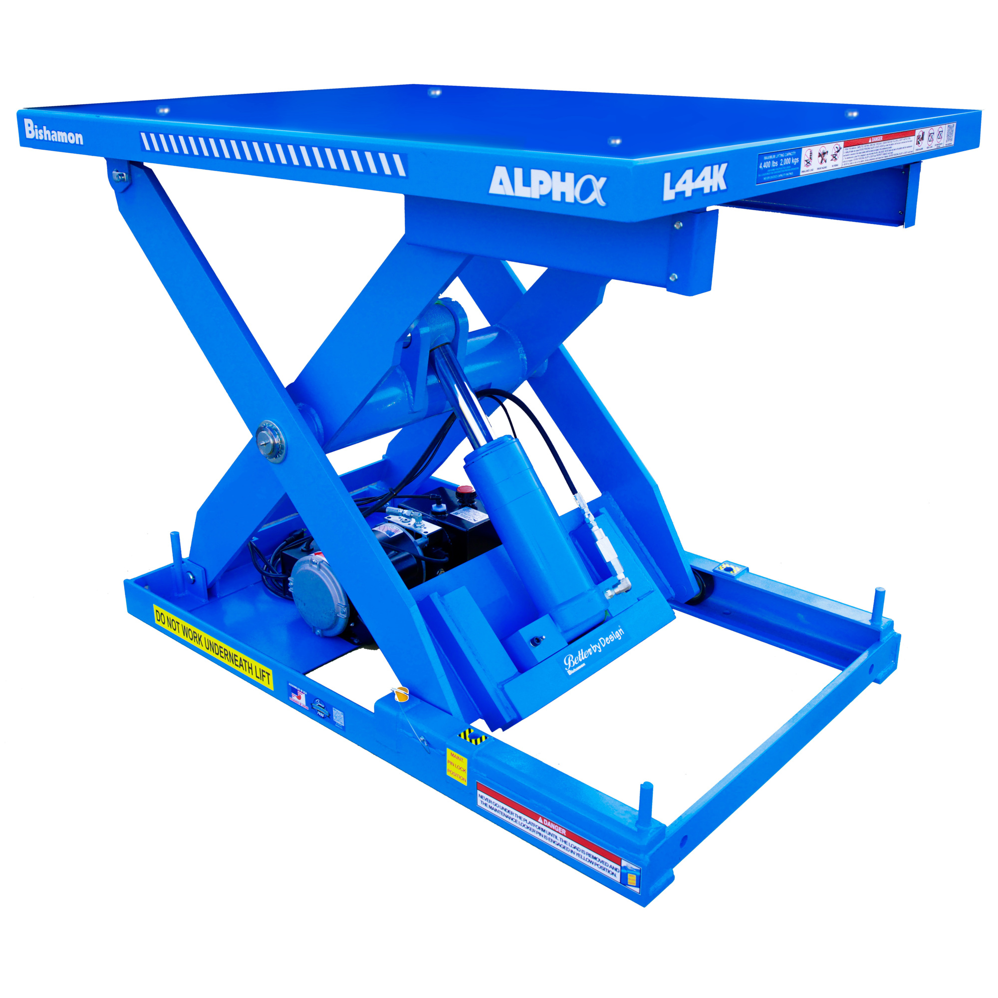 Bishamon Alpha Lift Table — 4400-Lb. Capacity, 40in. x 52in. Top, 480V Motor, Hand Control, Model# L44K-4052-480-H